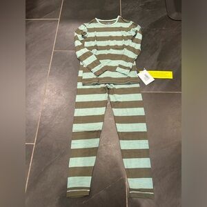 Kickee Pants long sleeved pajama set, Paleontology Fauna Stripe, size 8, NWT